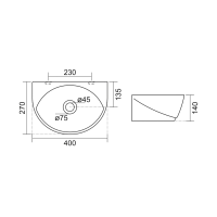 Aqualine LIZA keramické umývátko 40x27cm, bílá NP412