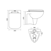 Aqualine SPAZIA závěsná WC mísa 34x53cm, bílá NP505