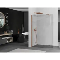 Sprchová zástěna KIOTO 150 cm - zakulacená - čirá/rose gold