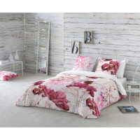 Ložní povlečení z bavlněného saténu INTENSE FLOWER - růžové/bílé - 160x200 cm