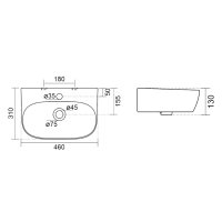 Aqualine FLANNY keramické umývátko 46x31cm, bílá NP396
