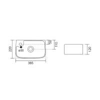 Aqualine BELLE keramické umývátko 36x22cm, bílá NP365