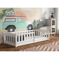 Dětská Montessori postel z masivu borovice BEN - 200x90 cm - BÍLÁ