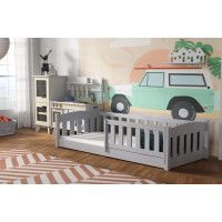 Dětská Montessori postel z masivu borovice BEN - 200x90 cm - ŠEDÁ