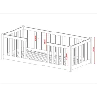 Dětská Montessori postel z masivu borovice FERDA - 200x90 cm - BÍLÁ