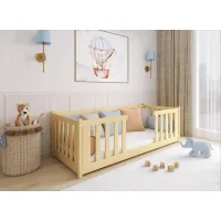 Dětská Montessori postel z masivu borovice FERDA - 200x90 cm - PŘÍRODNÍ BOROVICE