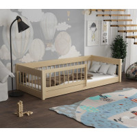 Dětská Montessori postel z masivu borovice LITTLE LUNARI - 200x90 cm - PŘÍRODNÍ BOROVICE