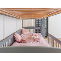 Dětská patrová postel z masivu se šuplíky ILONA - 200x90 cm - ŠEDÁ