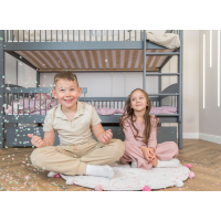 Dětská patrová postel z masivu se šuplíky ILONA - 200x90 cm - ŠEDÁ