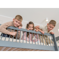 Dětská patrová postel z masivu se šuplíky ILONA - 200x90 cm - ŠEDÁ