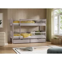 Dětská patrová postel z masivu se šuplíky ILONA - 200x90 cm - KAŠMÍROVÁ