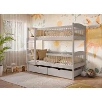 Dětská patrová postel z masivu se šuplíky ILONA - 200x90 cm - KAŠMÍROVÁ