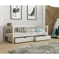 Dětská postel z masivu borovice LUNARI se šuplíky - 200x90 cm - KAŠMÍROVÁ