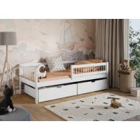 Dětská postel z masivu EDI se šuplíky - 200x90 cm - BÍLÁ