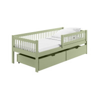 Dětská postel z masivu EDI se šuplíky - 200x90 cm - OLIVOVĚ ZELENÁ