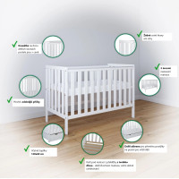 Dětská postýlka se šuplíkem LITTLE BAMBI 120x60 cm - BÍLÁ