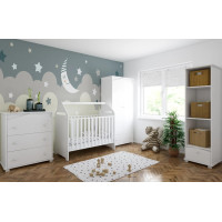 Dětská postýlka se šuplíkem LITTLE HOUSE 120x60 cm - BÍLÁ