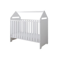 Dětská postýlka se šuplíkem LITTLE HOUSE 120x60 cm - BÍLÁ