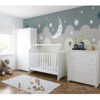 Dětská postýlka se šuplíkem LITTLE HOUSE 120x60 cm - BÍLÁ