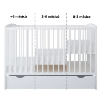 Dětská postýlka se šuplíkem LITTLE BAMBI 120x60 cm - BÍLÁ