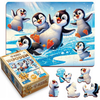 WOODEN CITY Dřevěné puzzle Veselí tučňáci 40 dílků