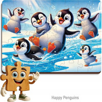 WOODEN CITY Dřevěné puzzle Veselí tučňáci 40 dílků