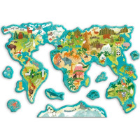 DODO Magnetická hra - Mapa světa se zvířaty