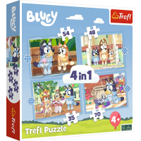 TREFL Puzzle Bluey: Bluey a přátelé 4v1 (35,48,54,70 dílků)