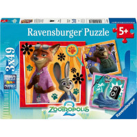 RAVENSBURGER Puzzle Zootropolis: Město zvířat 3x49 dílků