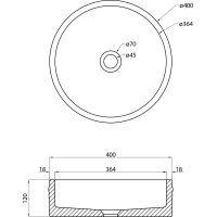 Sapho ISPIR betonové umyvadlo včetně výpusti, 40cm, černý granit AR476