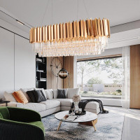 Stropní křišťálové svítidlo ROCK long - 60x30 cm - zlaté