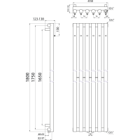 Sapho PILON otopné těleso 418x1800mm, se šesti háčky pro ručník, chrom IZ130T