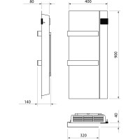 Sapho ONSEN EVO elektrické otopné těleso 400x900mm, 1000 W, bílá ONS10001