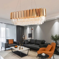 Stropní křišťálové svítidlo ROCK long - 60x30 cm - zlaté