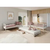 Dětská patrová postel z masivu borovice LUKÁŠ s přistýlkou a šuplíky - 200x90 cm - KAŠMÍROVÁ