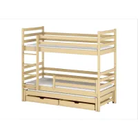 Dětská patrová postel z masivu borovice LUKÁŠ s přistýlkou a šuplíky - 200x90 cm - PŘÍRODNÍ BOROVICE