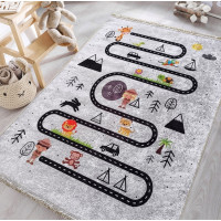 Dětský kusový koberec HONOR New - Putování za zvířátky - šedý