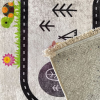 Dětský kusový koberec HONOR New - Putování za zvířátky - šedý