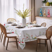 Velikonoční ubrus BLISS Květy - 130x180 cm - bílý