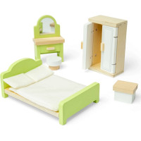 Bigjigs Toys Dřevěný nábytek do domečku pro panenky Ložnice