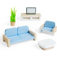 Bigjigs Toys Dřevěný nábytek do domečku pro panenky Obývací pokoj