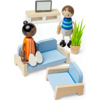 Bigjigs Toys Dřevěný nábytek do domečku pro panenky Obývací pokoj