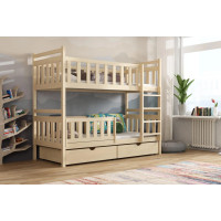 Dětská patrová postel z masivu borovice KAREL se šuplíky - 200x90 cm