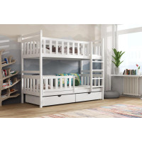 Dětská patrová postel z masivu borovice KAREL se šuplíky - 200x90 cm