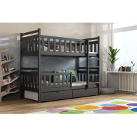 Dětská patrová postel z masivu borovice KAREL se šuplíky - 200x90 cm