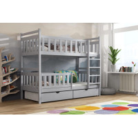 Dětská patrová postel z masivu borovice KAREL se šuplíky - 200x90 cm