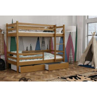 Dětská patrová postel z masivu borovice LEGEND PLUS se šuplíky - 200x90 cm