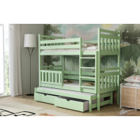 Dětská patrová postel z masivu borovice PETR s přistýlkou a šuplíky - 200x90 cm