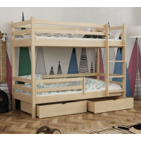 Dětská patrová postel z masivu borovice LEGEND PLUS se šuplíky - 200x90 cm