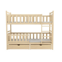 Dětská patrová postel z masivu borovice KAREL se šuplíky - 200x90 cm